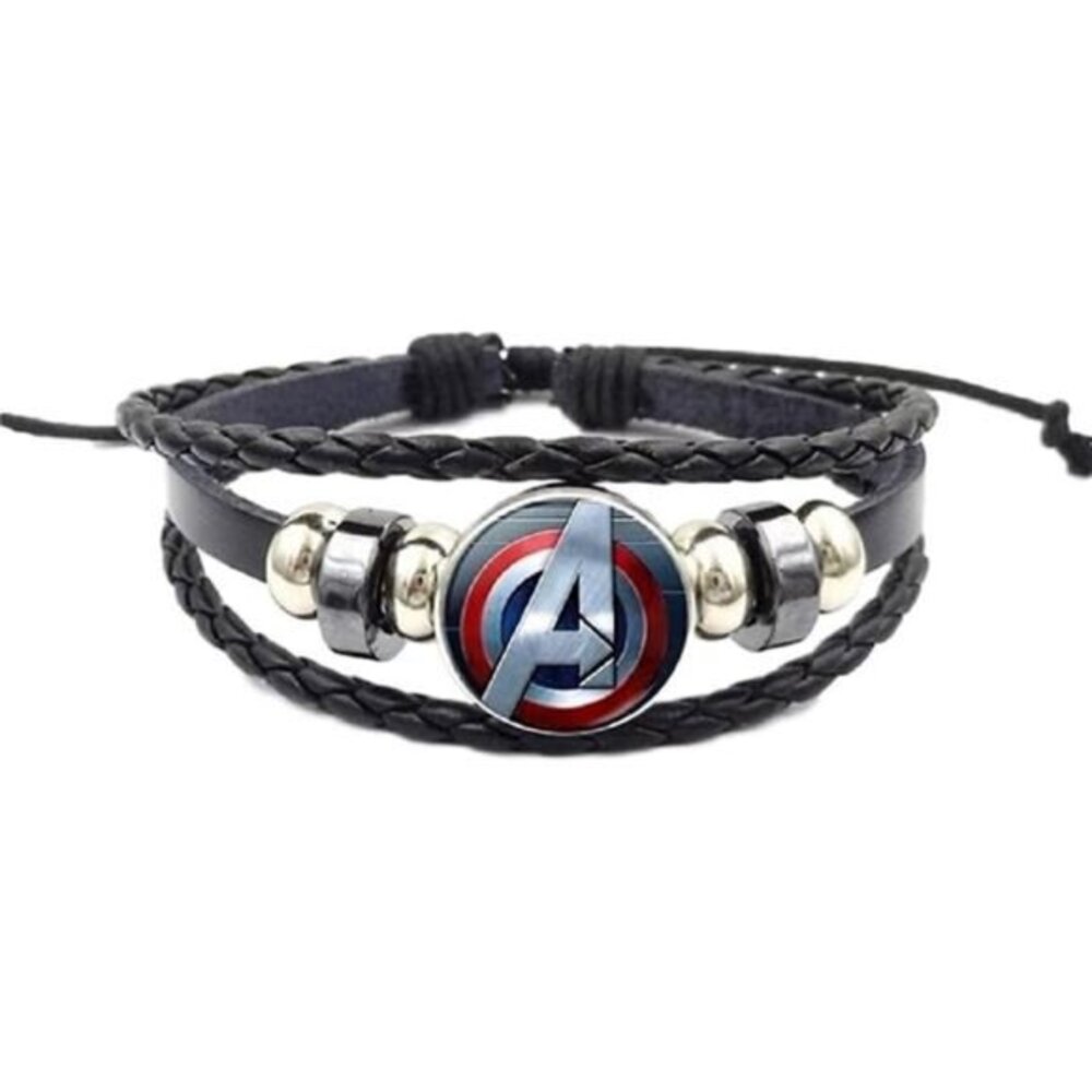 NEW MENS AND WOMENS MARVEL'S THE AVENGERS LOGO GLASS DOMED BRAIDED BRACELET